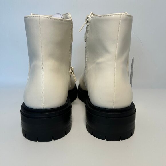 NWT INC Basia Faux Leather Lugged Sole Ankle Boots Women's Size 8 White Smooth - Picture 4 of 7